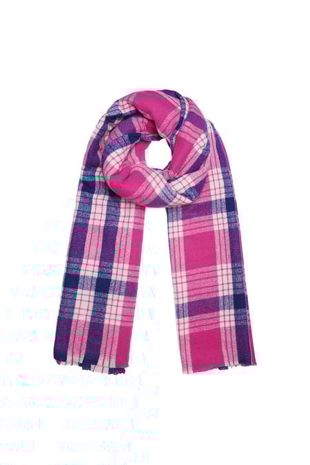 Scarf checkered print Fuchsia Polyester 2