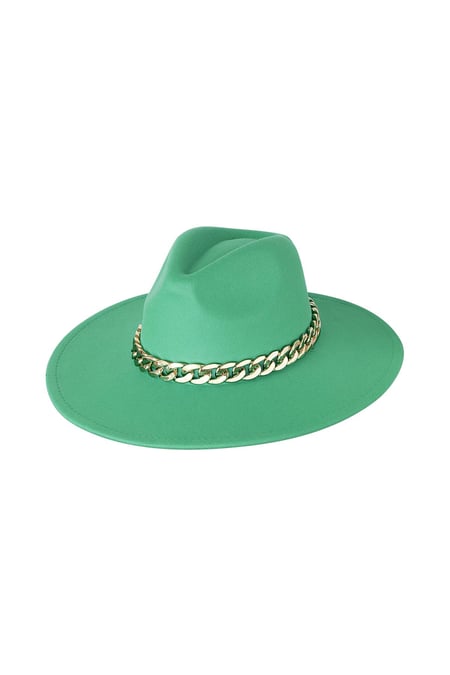 Fedora hoed met ketting Groen Polyester 2
