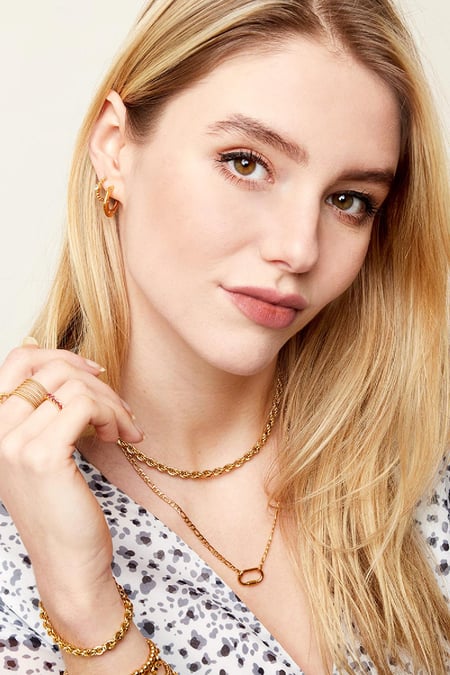 Kolye Bükülmüş Zincir Gold Stainless Steel