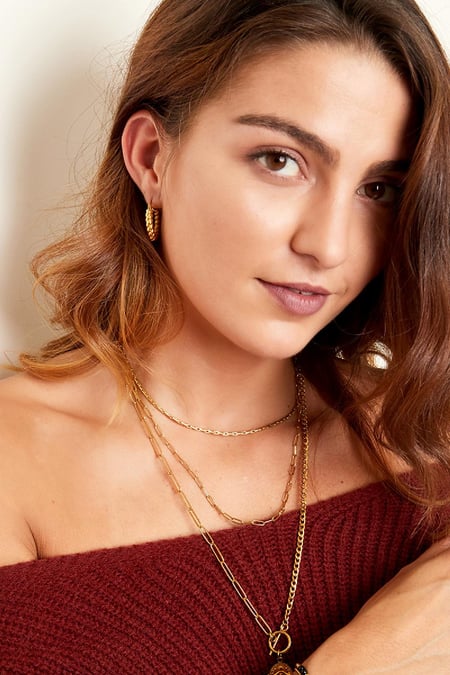 collier double en acier inoxydable couleur or