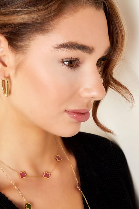 Collier trois trèfles colorés Rosé Acier inoxydable