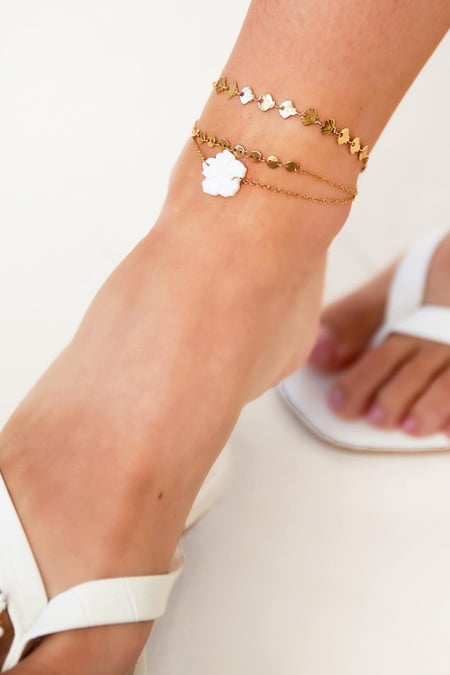 Enkelbandje met bloemen - Strandcollectie Goud kleur Stainless Steel