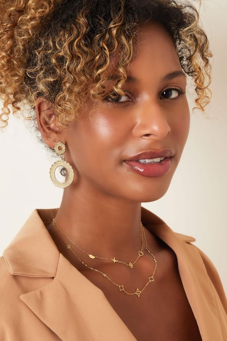 Minimalist necklace with charms Silver Color Stainless Steel