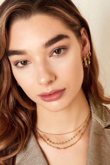 Necklace 3 layers Gold Color Stainless Steel