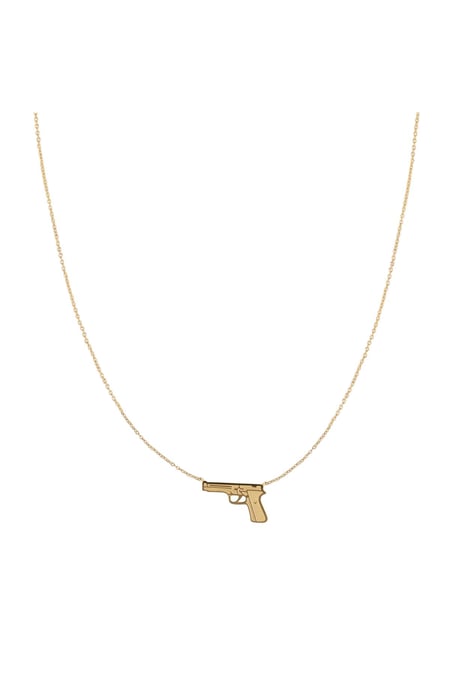 stainless steel gun shaped pendant necklace 2