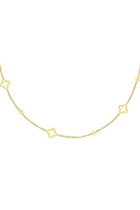 Halskette offene Kleeblätter Goldfarbe Edelstahl 2