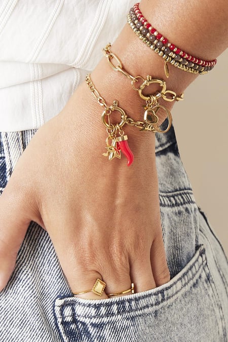 Charm Horn Black & Silver Color Stainless Steel