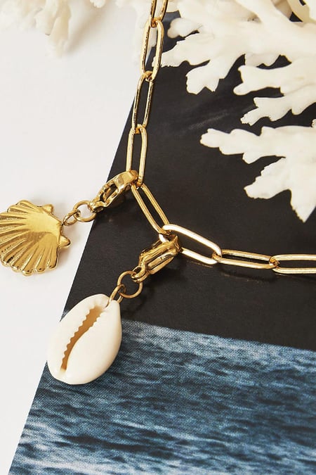 DIY Clasp Charm Shell Gold Color Stainless Steel