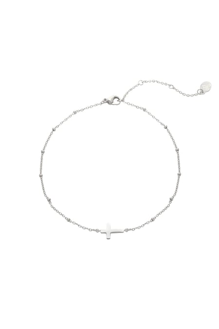 Anklet Classic Cross Plata Acero inoxidable 2