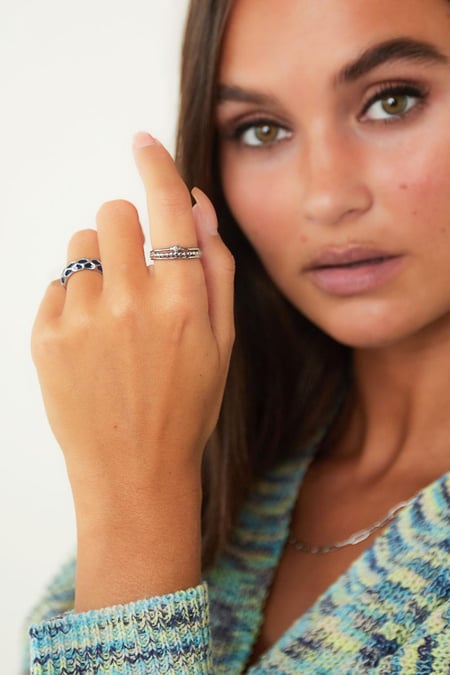 Stainless steel ring dots stone Silver Color 16
