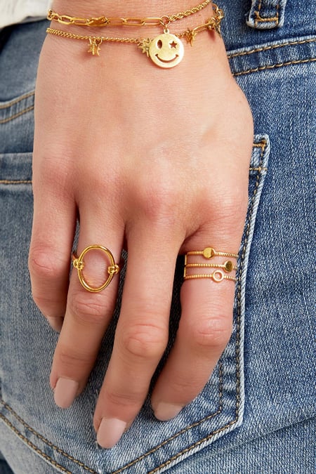 Ring open oval Gold Color Stainless Steel One size