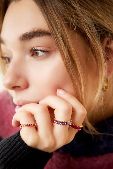 Adjustable colorful gems ring  Green Copper One size