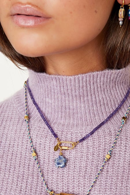 Stainless steel DIY charm Pale Pink Stone