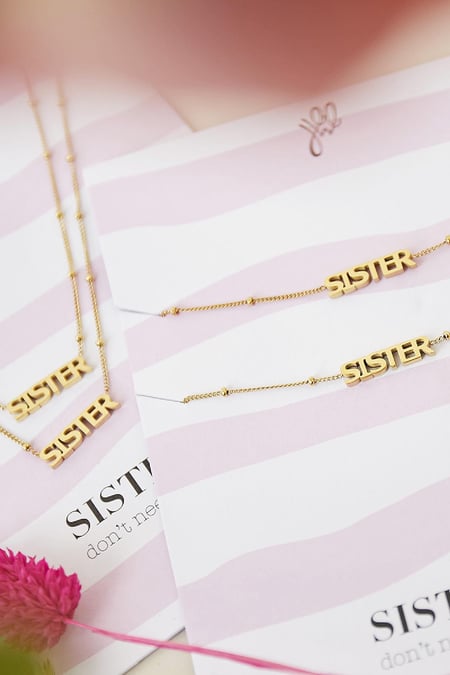 Bracelet  Sisters Don't Need Words Gold Color Stainless Steel