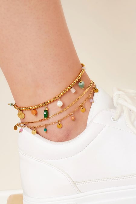 Anklet colourful Gold Color Stainless Steel