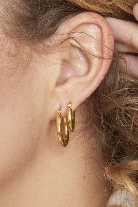 Earrings Hoops Smooth 15 mm Silver Color Stainless Steel