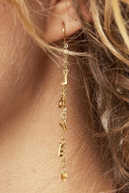 Earrings Love Silver Color Stainless Steel