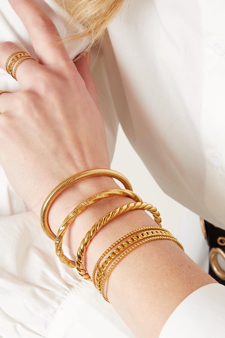 Bracelet Bangle Twist Gold Color Stainless Steel One size