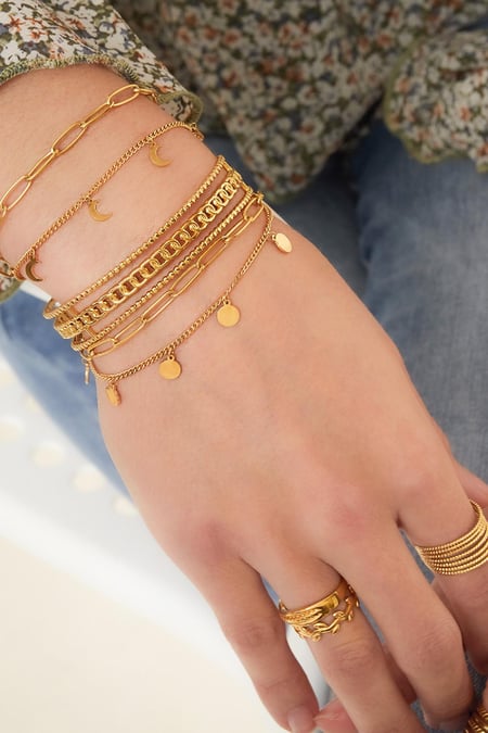 Bracelet Chain Circle Gold Color Stainless Steel