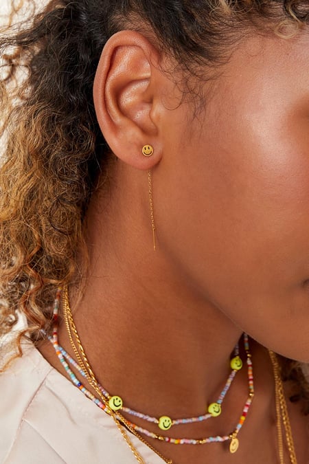 stainless steel chain earrings smiley 