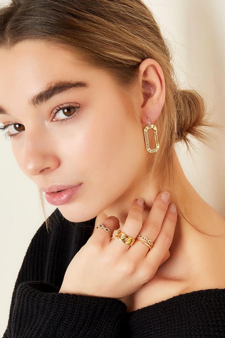 Gold Color earrings zircon Purple Copper