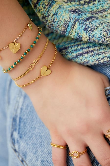 Bracelet simple love Gold Color Stainless Steel