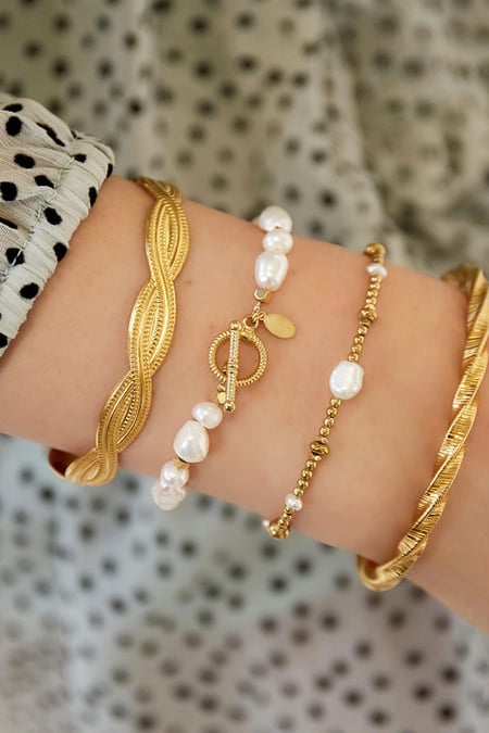 perles de bracelet en acier inoxydable couleur or