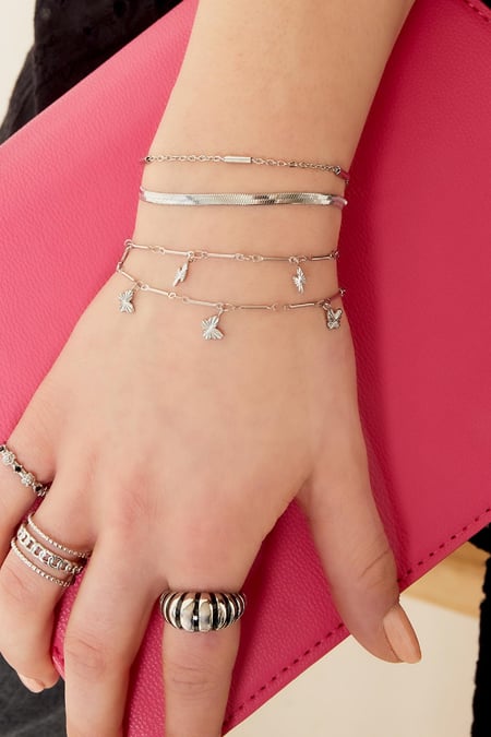 Bracciale In Acciaio Inossidabile A Doppia Catena Silver Color Stainless Steel