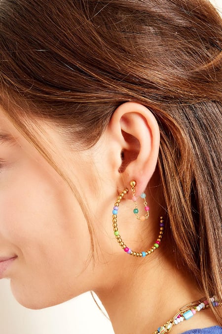 Colourful chain earrings - #summergirls collection Silver Color Copper