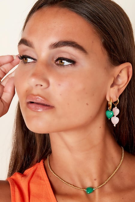 Heart earrings - #summergirls collection Green Stainless Steel