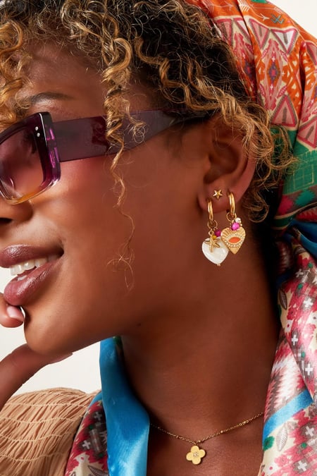 Dangling heart earrings Gold Color Stainless Steel