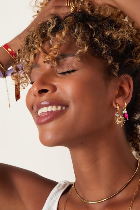 Dangling heart earrings Gold Color Stainless Steel