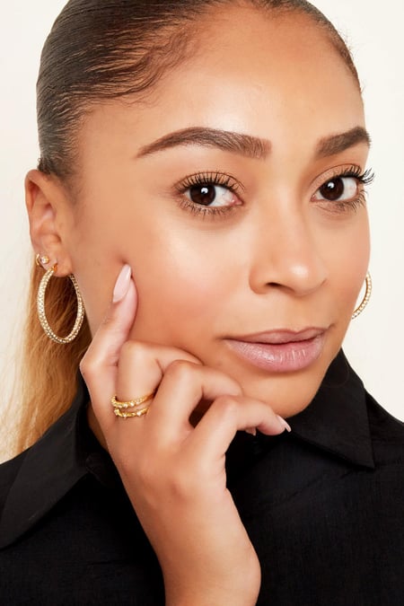 Round zircon earrings - large Silver Color Stainless Steel