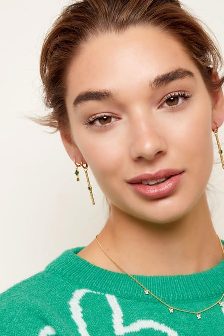 Earrings hanging heart - Sparkle collection Silver Color Copper