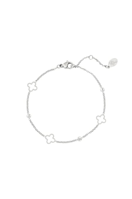 Armband offene Kleeblätter Silber Edelstahl 2