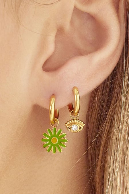 Earrings Sparkling Eye Silver Color Stainless Steel