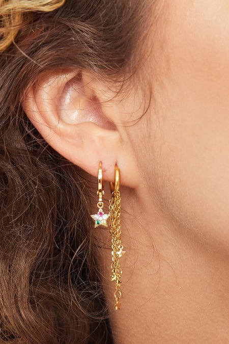 Earrings Galaxy Silver Color Stainless Steel