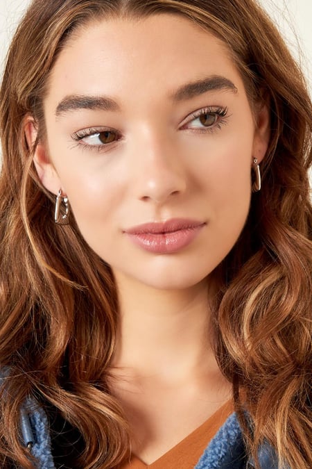 Patterned earrings Silver Color Stainless Steel