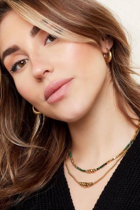 Earrings basic with print Silver Color Stainless Steel