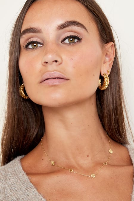 Earrings baguette Silver Color Stainless Steel