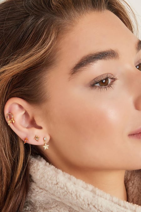 Piercing with charms and zirconia Gold Color Copper