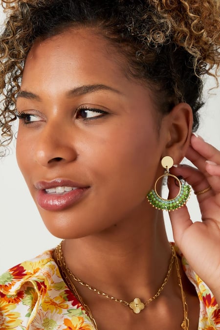 Boucles d'oreilles avec perles de cristal Blanc Cuivré