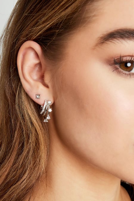 Ear studs star with strass Gold Color Stainless Steel