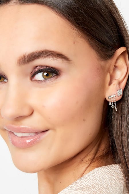 Earrings with chain and stars Gold Color Stainless Steel
