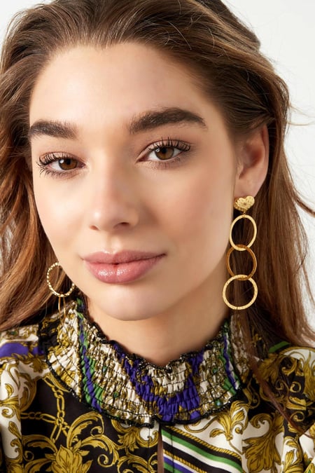 Statement earrings three circles Gold Color Stainless Steel