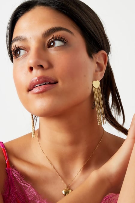 Statement earrings heart Gold Color Stainless Steel