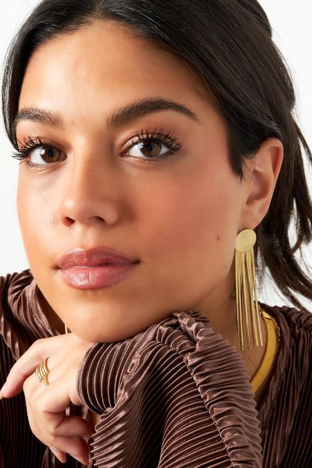 Statement earrings round/heart Gold Color Stainless Steel