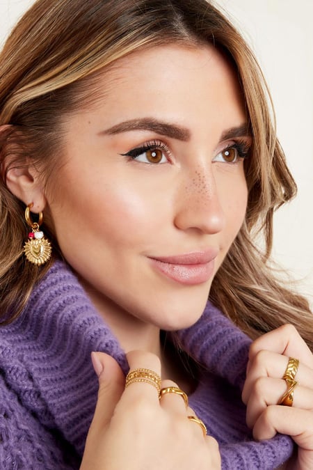 Earrings heart flower Silver Color Stainless Steel