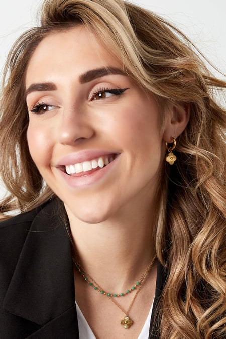 Heart flower earrings Gold Color Stainless Steel