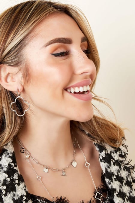 Earrings large clover Silver Color Stainless Steel